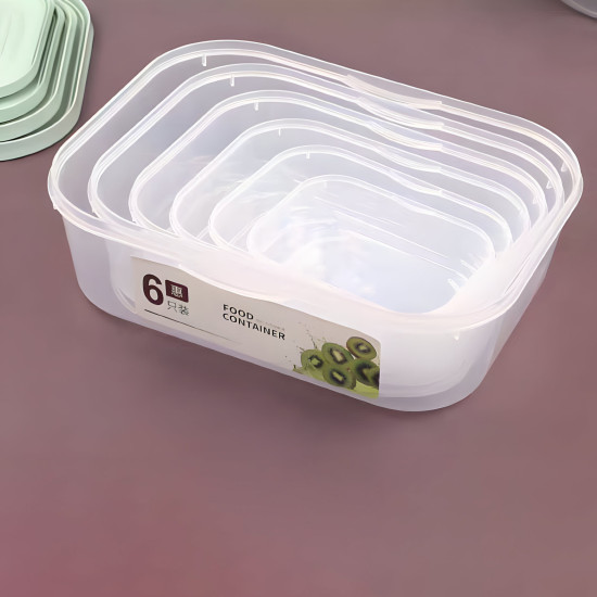 Plastic Food Container - 6 Pcs